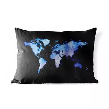 Подушка для улицы MuchoWow - Карта мира - Акварель - Фиолетовый - 60x40 см - Устойчивость к атмосферным воздействиям - Подушка для отдыха - Чехлы для подушек - Декоративные чехлы для подушек - Декоративные чехлы для подушек, мультиколор