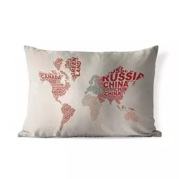 Подушка для улицы MuchoWow - карта мира - буквы - цвета - 50x30 см - защита от атмосферных воздействий - подушка для отдыха - чехол для подушки - хлопчатобумажная ткань - декоративные чехлы для подушек, мультиколор