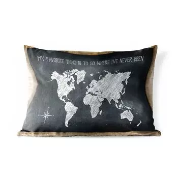 Подушка для улицы MuchoWow - Карта мира - Цитата - Классная доска - 60x40 см - Устойчивость к атмосферным воздействиям - Подушка для отдыха - Чехлы для подушек - Декоративные чехлы для подушек - Декоративные чехлы для подушек, мультиколор