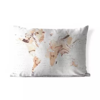 Подушка для улицы MuchoWow - Карта мира - Цвет - Коричневый - 60x40 см - Устойчивость к атмосферным воздействиям - Подушка для отдыха - Чехлы для подушек - Декоративные чехлы для подушек - Декоративные чехлы для подушек, мультиколор