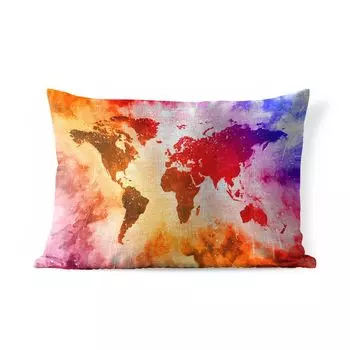 Подушка для улицы MuchoWow - Карта мира - Цвет - Цвета - 60x40 см - Устойчивость к атмосферным воздействиям - Подушка для отдыха - Чехлы для подушек - Декоративные чехлы для подушек - Декоративные чехлы для подушек, мультиколор