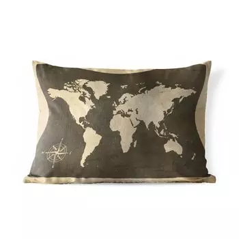 Подушка для улицы MuchoWow - Карта мира - Компасная роза - Винтаж - 60x40 см - Устойчивость к атмосферным воздействиям - Подушка для отдыха - Чехлы для подушек - Декоративные чехлы для подушек - Декоративные чехлы для подушек, мультиколор