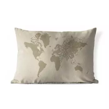 Подушка для улицы MuchoWow - Карта мира - Коричневый - Пантера - 60x40 см - Устойчивость к атмосферным воздействиям - Подушка для отдыха - Чехлы для подушек - Декоративные чехлы для подушек - Декоративные чехлы для подушек, мультиколор