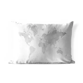 Подушка для улицы MuchoWow - Карта мира - Серый - Мрамор - 60x40 см - Устойчивость к атмосферным воздействиям - Подушка для отдыха - Чехлы для подушек - Декоративные чехлы для подушек - Декоративные чехлы для подушек, мультиколор