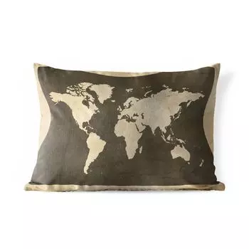 Подушка для улицы MuchoWow - Карта мира - Винтаж - Дерево - 60x40 см - Устойчивость к атмосферным воздействиям - Подушка для отдыха - Чехлы для подушек - Декоративные чехлы для подушек - Декоративные чехлы для подушек, мультиколор
