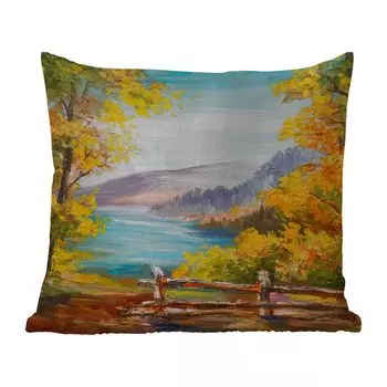 Подушка для улицы MuchoWow - картина - картина маслом - растения - природа - 40x40 см - защита от атмосферных воздействий - подушка для отдыха - чехол для подушки - хлопчатобумажная ткань - декоративные чехлы для подушек, мультиколор