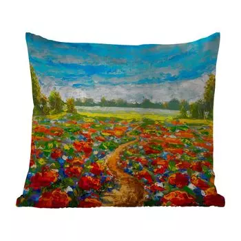 Подушка для улицы MuchoWow - картина - масляная краска - цветы - природа - 40x40 см - защита от атмосферных воздействий - подушка для отдыха - чехол для подушки - хлопчатобумажная ткань - декоративные чехлы для подушек, мультиколор