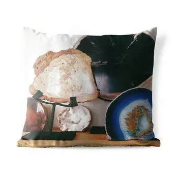 Подушка для улицы MuchoWow — Коллекция агатов на столе — 45x45 см — Устойчивость к атмосферным воздействиям — Подушки для отдыха — Чехлы для подушек — Декоративные чехлы для подушек — Декоративные чехлы для подушек, мультиколор