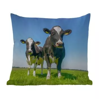 Подушка для улицы MuchoWow - коровы - пастбище - животные - ферма - 50x50 см - защита от атмосферных воздействий - подушка для отдыха - чехол для подушки - хлопчатобумажная ткань - декоративные чехлы для подушек, мультиколор