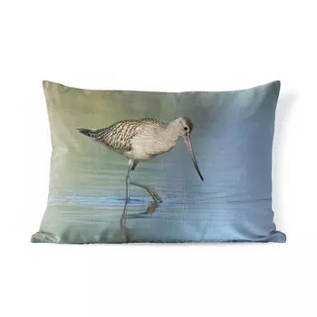 Подушка для улицы MuchoWow - красноклювый бекас, стоящий в воде - 50x30 см - защита от атмосферных воздействий - подушка для отдыха - чехол для подушки - хлопчатобумажная ткань - декоративные чехлы для подушек, мультиколор
