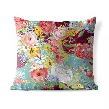 Подушка для улицы MuchoWow — Красочная иллюстрация с цветочным узором — 40x40 см — Устойчивость к атмосферным воздействиям — Подушка для отдыха — Чехол на подушку — Хлопчатобумажная ткань — Декоративные наволочки, мультиколор