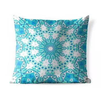 Подушка для улицы MuchoWow — Красочный бесшовный мозаичный узор на голубом и зеленом — 40x40 см — Устойчивость к атмосферным воздействиям — Подушка для отдыха — Чехол на подушку — Хлопчатобумажная ткань — Декоративные наволочки, мультиколор