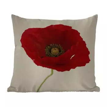 Подушка для улицы MuchoWow - крупный план красного цветка мака - 50x50 см - устойчива к атмосферным воздействиям - подушка для отдыха - чехол для подушки - хлопчатобумажная ткань - декоративные чехлы для подушек, мультиколор