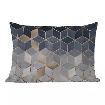 Подушка для улицы MuchoWow - Куб - Золото - Узор - 60x40 см - Устойчивость к атмосферным воздействиям - Подушка для отдыха - Чехлы для подушек - Декоративные чехлы для подушек - Декоративные чехлы для подушек, мультиколор