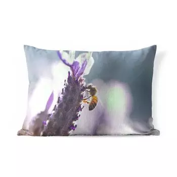 Подушка для улицы MuchoWow - лаванда крупным планом на красочном фоне - 50x30 см - устойчива к атмосферным воздействиям - подушка для отдыха - чехол для подушки - хлопчатобумажная ткань - декоративные чехлы для подушек, мультиколор