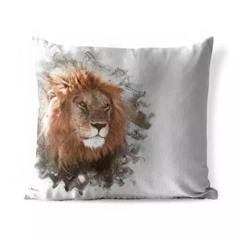 Подушка для улицы MuchoWow - лев - линия - цвета - 40x40 см - защита от атмосферных воздействий - подушка для отдыха - чехол для подушки - хлопчатобумажная ткань - декоративные чехлы для подушек, мультиколор