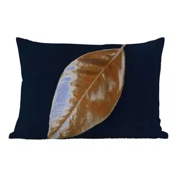 Подушка для улицы MuchoWow - Листья - Черный и золотой - Роскошь - Природа - Растения - 50x30 см - Устойчивость к атмосферным воздействиям - Подушка для отдыха - Чехол на подушку - Хлопчатобумажная ткань - Декоративные наволочки, мультиколор