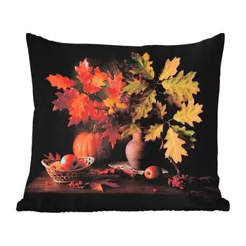 Подушка для улицы MuchoWow - листья - фрукты - натюрморт - 40x40 см - защита от атмосферных воздействий - подушка для отдыха - чехол на подушку - хлопчатобумажная ткань - декоративные чехлы на подушки, мультиколор