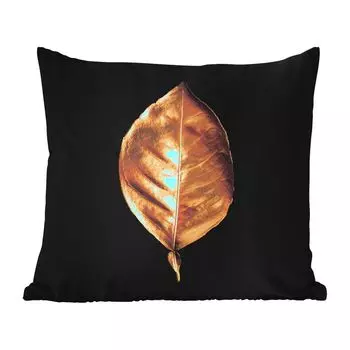 Подушка для улицы MuchoWow - Листья - Шик - Золото - Растения - Черный - 60x60 см - Устойчивость к атмосферным воздействиям - Подушки для отдыха - Чехлы для подушек - Декоративные чехлы для подушек - Декоративные чехлы для подушек, мультиколор