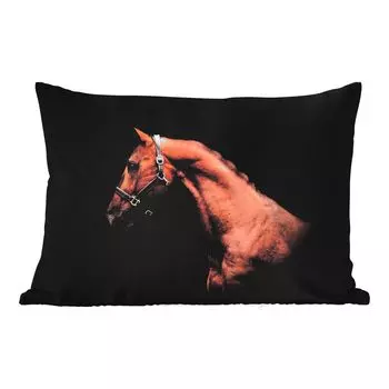 Подушка для улицы MuchoWow - Лошадь - Легкая - Недоуздок - 50x30 см - Защита от атмосферных воздействий - Подушка для отдыха - Чехол на подушку - Хлопчатобумажная ткань - Декоративные наволочки, мультиколор