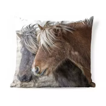 Подушка для улицы MuchoWow - Лошади - Природа - Макро - 60x60 см - Защита от атмосферных воздействий - Подушка для отдыха - Чехлы для подушек - Декоративные чехлы для подушек - Декоративные чехлы для подушек, мультиколор