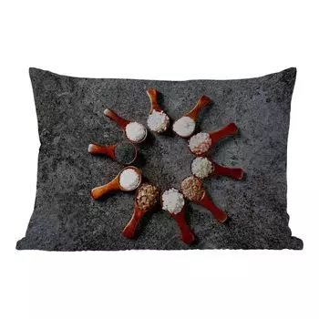 Подушка для улицы MuchoWow - ложка - травы - специи - кухня - промышленная - 50x30 см - защита от атмосферных воздействий - подушка для отдыха - чехол для подушки - хлопчатобумажная ткань - декоративные чехлы для подушек, мультиколор