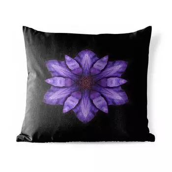 Подушка для улицы MuchoWow — Мандала фиолетового клематиса на черном фоне — 60x60 см — Устойчивость к атмосферным воздействиям — Подушки для отдыха — Чехлы для подушек — Декоративные чехлы для подушек — Декоративные чехлы для подушек, мультиколо...
