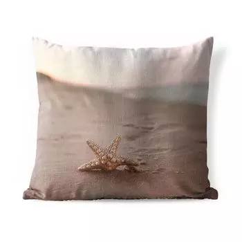 Подушка для улицы MuchoWow - морская звезда - песок - солнце - 40x40 см - защита от атмосферных воздействий - подушка для отдыха - чехол для подушки - хлопчатобумажная ткань - декоративные чехлы для подушек, мультиколор