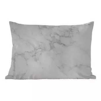 Подушка для улицы MuchoWow - Мрамор - Белый - Серый - Роскошь - Имитация мрамора - Камень - 50x30 см - Устойчивость к атмосферным воздействиям - Подушка для отдыха - Чехол на подушку - Хлопчатобумажная ткань - Декоративные наволочки, мультиколор