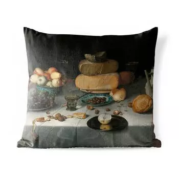 Подушка для улицы MuchoWow — Натюрморт с сыром — картина Флориса Класа. van Dijck - 45x45 см - Защита от атмосферных воздействий - Подушки для отдыха - Чехлы на подушки - Декоративные чехлы на подушки - Декоративные чехлы на подушки, мультиколор