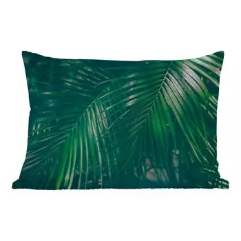 Подушка для улицы MuchoWow - Пальмовые листья - Макро - Зеленый - Девочки - Дети - Мальчики - 50x30 см - Устойчивость к атмосферным воздействиям - Подушка для отдыха - Чехлы на подушки - Хлопчатобумажная ткань - Декоративные наволочки, мультикол...