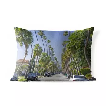 Подушка для улицы MuchoWow — Пальмы на улицах Беверли-Хиллз в Северной Америке — 60x40 см — Устойчивость к атмосферным воздействиям — Подушки для отдыха — Чехлы для подушек — Декоративные чехлы для подушек — Декоративные чехлы для подушек, мульт...