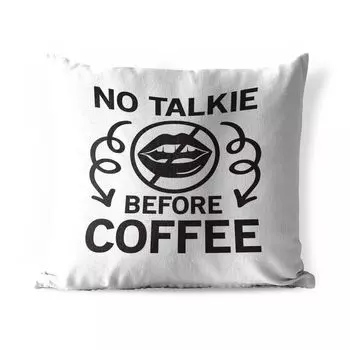 Подушка для улицы MuchoWow — Перед кофе не разговаривайте — Пословицы — Кофе — Цитаты — 40x40 см — Устойчивость к атмосферным воздействиям — Подушка для отдыха — Чехол на подушку — Хлопчатобумажная ткань — Декоративные наволочки, мультиколор
