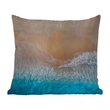 Подушка для улицы MuchoWow - Пляж - Море - Песок - Лето - Синий - Волны - 45x45 см - Устойчивость к атмосферным воздействиям - Подушки для отдыха - Чехлы для подушек - Декоративные чехлы для подушек - Декоративные чехлы для подушек, мультиколор