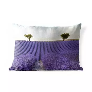 Подушка для улицы MuchoWow - Пологие холмы с деревьями на лавандовом поле - 60x40 см - Устойчивость к атмосферным воздействиям - Подушка для отдыха - Чехлы для подушек - Декоративные чехлы для подушек - Декоративные чехлы для подушек, мультиколо...