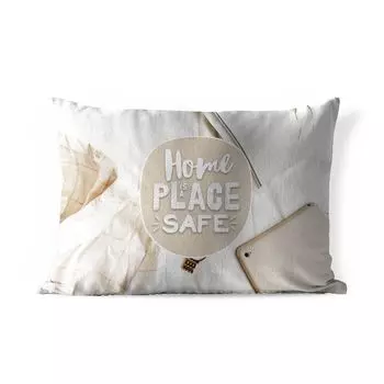 Подушка для улицы MuchoWow - Пословицы - «Дом - безопасное место» - Цитаты - 60x40 см - Устойчивость к атмосферным воздействиям - Подушка для отдыха - Чехлы для подушек - Декоративные чехлы для подушек - Декоративные чехлы для подушек, мультикол...