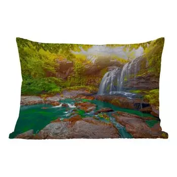 Подушка для улицы MuchoWow - Природа - Водопад - Растения - Деревья - Солнце - 60x40 см - Устойчивость к атмосферным воздействиям - Подушка для отдыха - Чехлы для подушек - Декоративные чехлы для подушек - Декоративные чехлы для подушек, мультик...