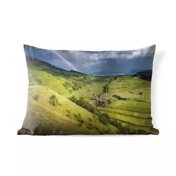 Подушка для улицы MuchoWow - радуга над Шварцвальдом на юго-западе Германии - 50x30 см - устойчива к атмосферным воздействиям - подушка для отдыха - чехол для подушки - хлопчатобумажная ткань - декоративные чехлы для подушек, мультиколор