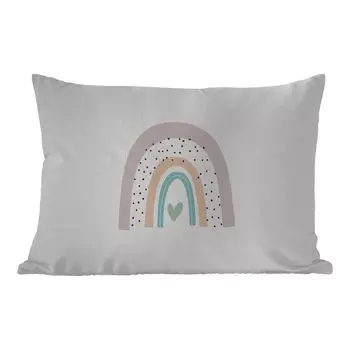 Подушка для улицы MuchoWow - радуга - сердце - точки - дети - дети - 50x30 см - защита от атмосферных воздействий - подушка для отдыха - чехол для подушки - хлопчатобумажная ткань - декоративные чехлы для подушек, мультиколор
