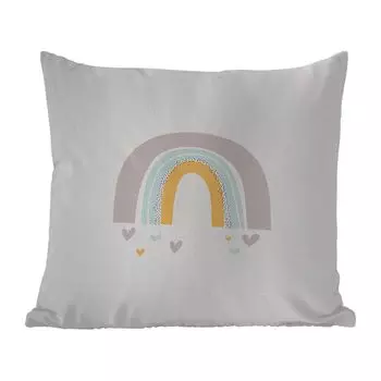 Подушка для улицы MuchoWow - радуга-сердечко-девочка-мальчик-пастель1-1 - 40x40 см - защита от атмосферных воздействий - подушка для отдыха - чехол на подушку - хлопчатобумажная ткань - декоративные чехлы на подушки, мультиколор