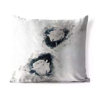 Подушка для улицы MuchoWow - розы - цветы - дым - газета - 40x40 см - защита от атмосферных воздействий - подушка для отдыха - чехол для подушки - хлопчатобумажная ткань - декоративные чехлы для подушек, мультиколор