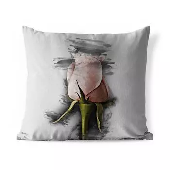 Подушка для улицы MuchoWow - розы - цветы - карандаш - рисунок - 50x50 см - защита от атмосферных воздействий - подушка для отдыха - чехол для подушки - хлопчатобумажная ткань - декоративные чехлы для подушек, мультиколор
