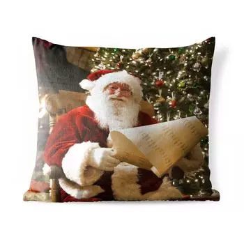Подушка для улицы MuchoWow - Санта-Клаус проверяет свой список - 40x40 см - защита от атмосферных воздействий - подушка для отдыха - чехол для подушки - хлопчатобумажная ткань - декоративные чехлы для подушек, мультиколор