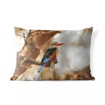 Подушка для улицы MuchoWow - Седой зимородок в тени дерева - 60x40 см - Устойчивость к атмосферным воздействиям - Подушки для отдыха - Чехлы для подушек - Декоративные чехлы для подушек - Декоративные чехлы для подушек, мультиколор