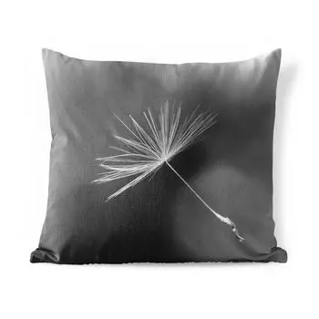 Подушка для улицы MuchoWow - семена одуванчика в черно-белом цвете - 50x50 см - защита от атмосферных воздействий - подушка для отдыха - чехол для подушки - хлопчатобумажная ткань - декоративные чехлы для подушек, мультиколор