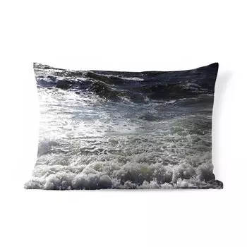 Подушка для улицы MuchoWow - Северное море - вода - волны - 50x30 см - защита от атмосферных воздействий - подушка для отдыха - чехол для подушки - хлопчатобумажная ткань - декоративные чехлы для подушек, мультиколор