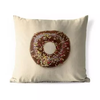 Подушка для улицы MuchoWow - Шоколадный пончик с градом - 45x45 см - Устойчивость к атмосферным воздействиям - Подушка для отдыха - Чехлы для подушек - Декоративные чехлы для подушек - Декоративные чехлы для подушек, мультиколор