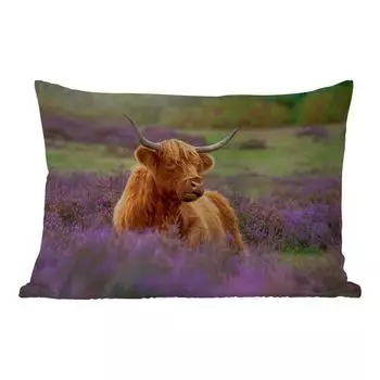 Подушка для улицы MuchoWow - Шотландский горец - Коричневый - Кусты - 60x40 см - Устойчивость к атмосферным воздействиям - Подушка для отдыха - Чехлы для подушек - Декоративные чехлы для подушек - Декоративные чехлы для подушек, мультиколор