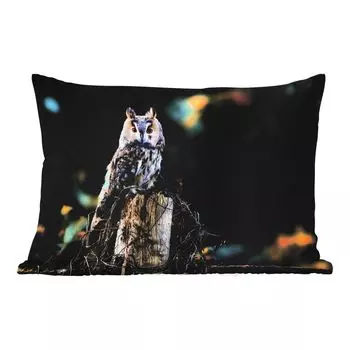 Подушка для улицы MuchoWow - сова - осень - птица - ветки - 50x30 см - защита от атмосферных воздействий - подушка для отдыха - чехол для подушки - хлопчатобумажная ткань - декоративные чехлы для подушек, мультиколор