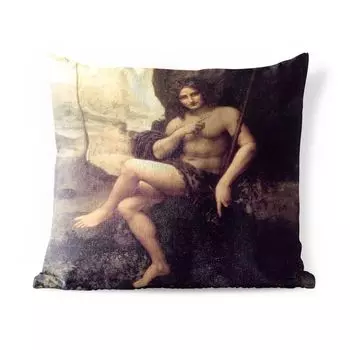 Подушка для улицы MuchoWow - Святой Иоанн в пустыне - Леонардо да Винчи - 60x60 см - Устойчивость к атмосферным воздействиям - Подушка для отдыха - Чехлы для подушек - Декоративные чехлы для подушек - Декоративные чехлы для подушек, мультиколор